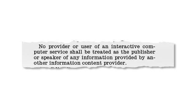 Section 230 of Communications Decency Act.