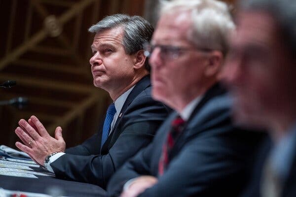 Christopher A. Wray, the F.B.I. director, testified before a Senate committee on Thursday.