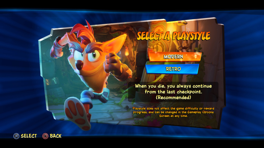Crash 4 let's you play without the threat of a game over.